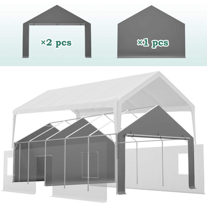 [13X26FT] Alora Heavy-Duty Carport Canopy With Roll-Up Doors And Windows (SAK14975)
