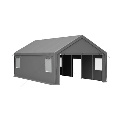 [13X26FT] Alora Heavy-Duty Carport Canopy With Roll-Up Doors And Windows (SAK14975)