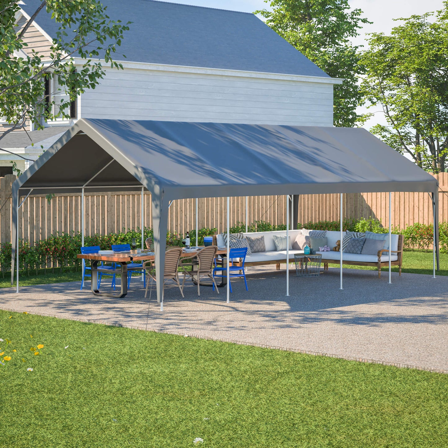 [13X26FT] Alora Heavy-Duty Carport Canopy With Roll-Up Doors And Windows (SAK14975)