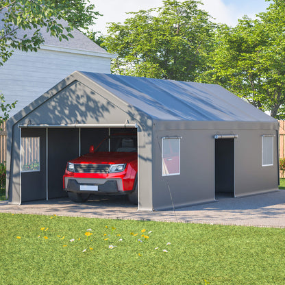 [13X26FT] Alora Heavy-Duty Carport Canopy With Roll-Up Doors And Windows (SAK14975)