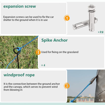 [13X26FT] Alora Heavy-Duty Carport Canopy With Roll-Up Doors And Windows (SAK14975)