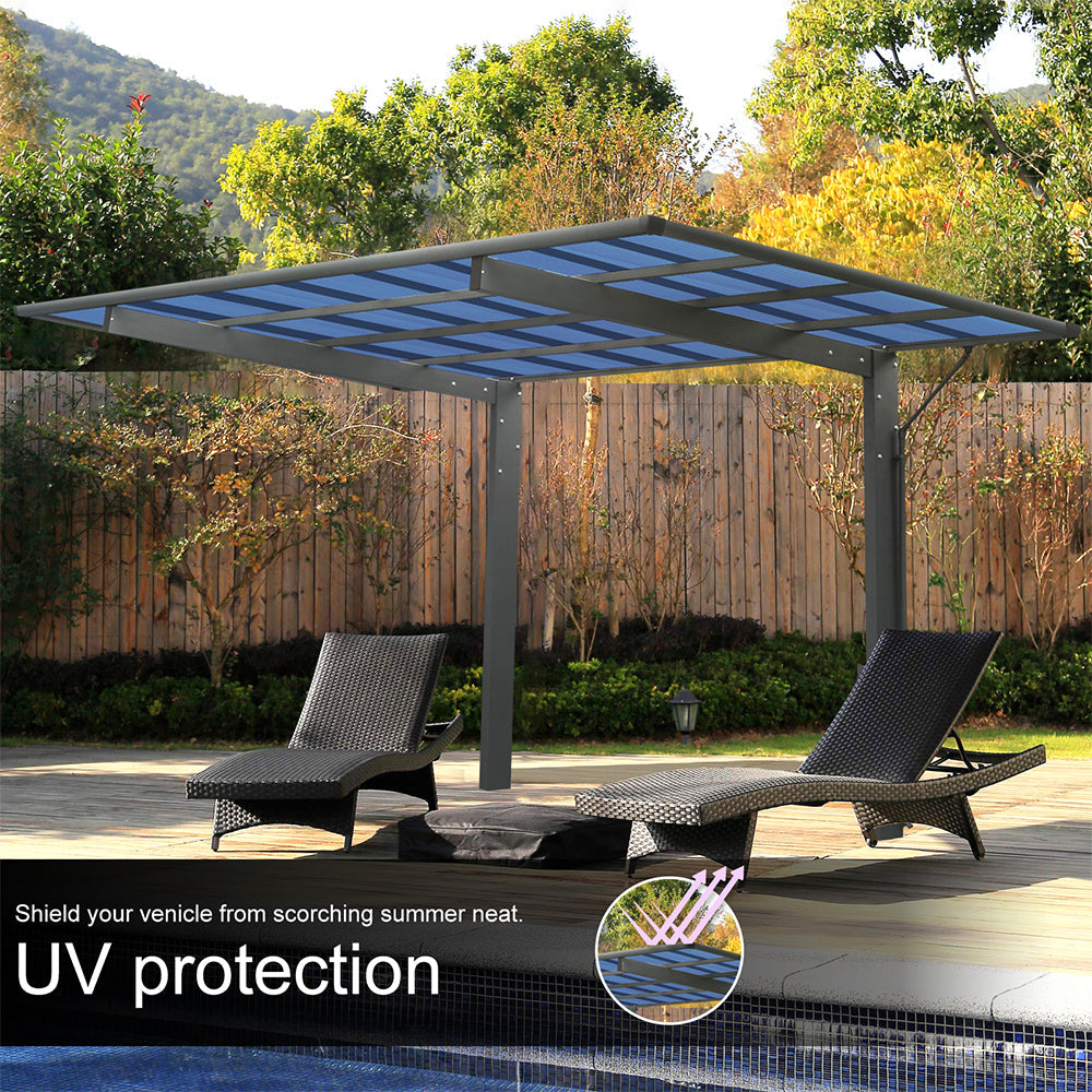[10X17FT] Alora Extra Large Heavy-Duty Outdoor Aluminum Single Side Carport With Galvanized Metal Roof (SAK31279)