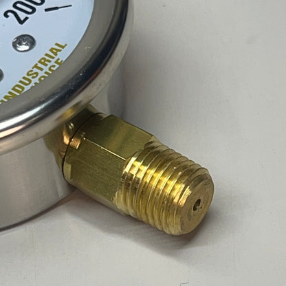 INDUSTRIAL CHOICE Stainless Steel Pressure Gauge 0-200 PSI 2.5" LS-200-2.5-SS-4