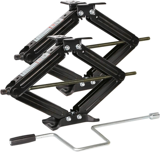 1 Set of Camper RV Stabilizer Leveling Scissor Jacks with Handle - 24", 2.5 Tons
