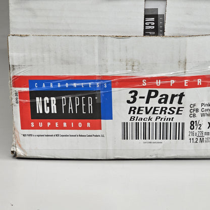 CARBONLESS NCR 5900 Paper Superior 3-Part Reverse Black Print 8.5" x 11" White 606-357