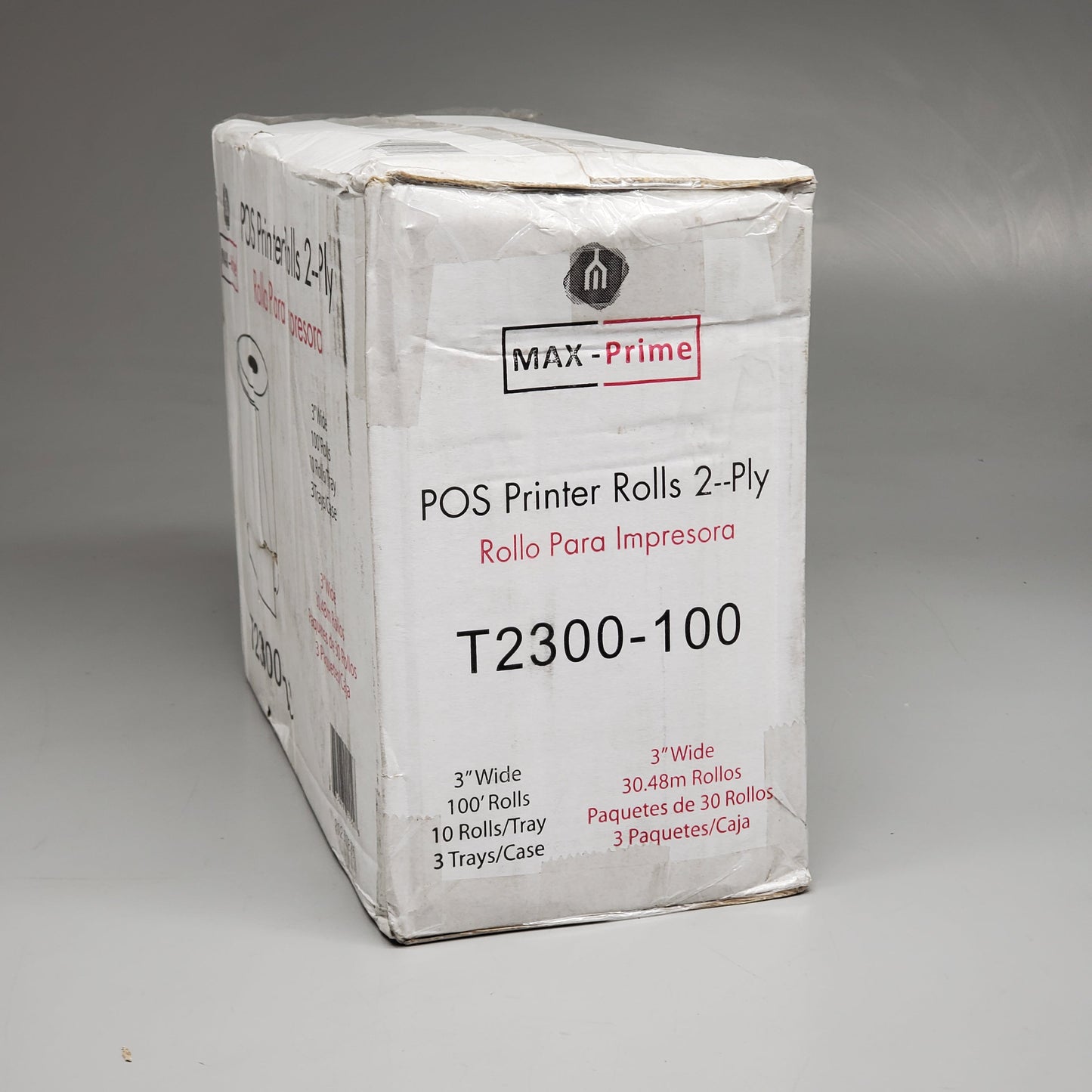 MAX-PRIME (100 Rolls) POS Thermal Printer Rolls 2-Ply 3"x100' T2300-100