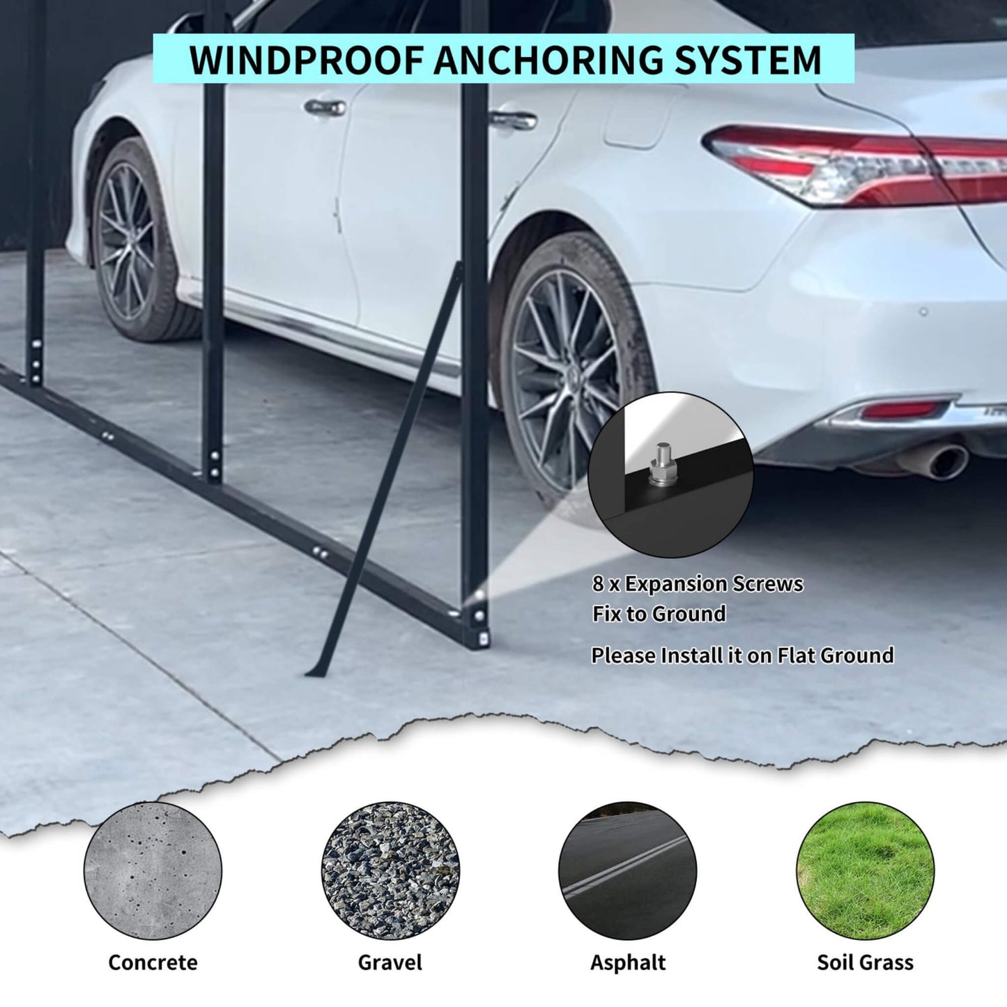 [20X20FT] Alora Extra Large Heavy-Duty Outdoor Metal Carport With Galvanized Steel Roof For Cars, Boats And Trucks (SAK75633)