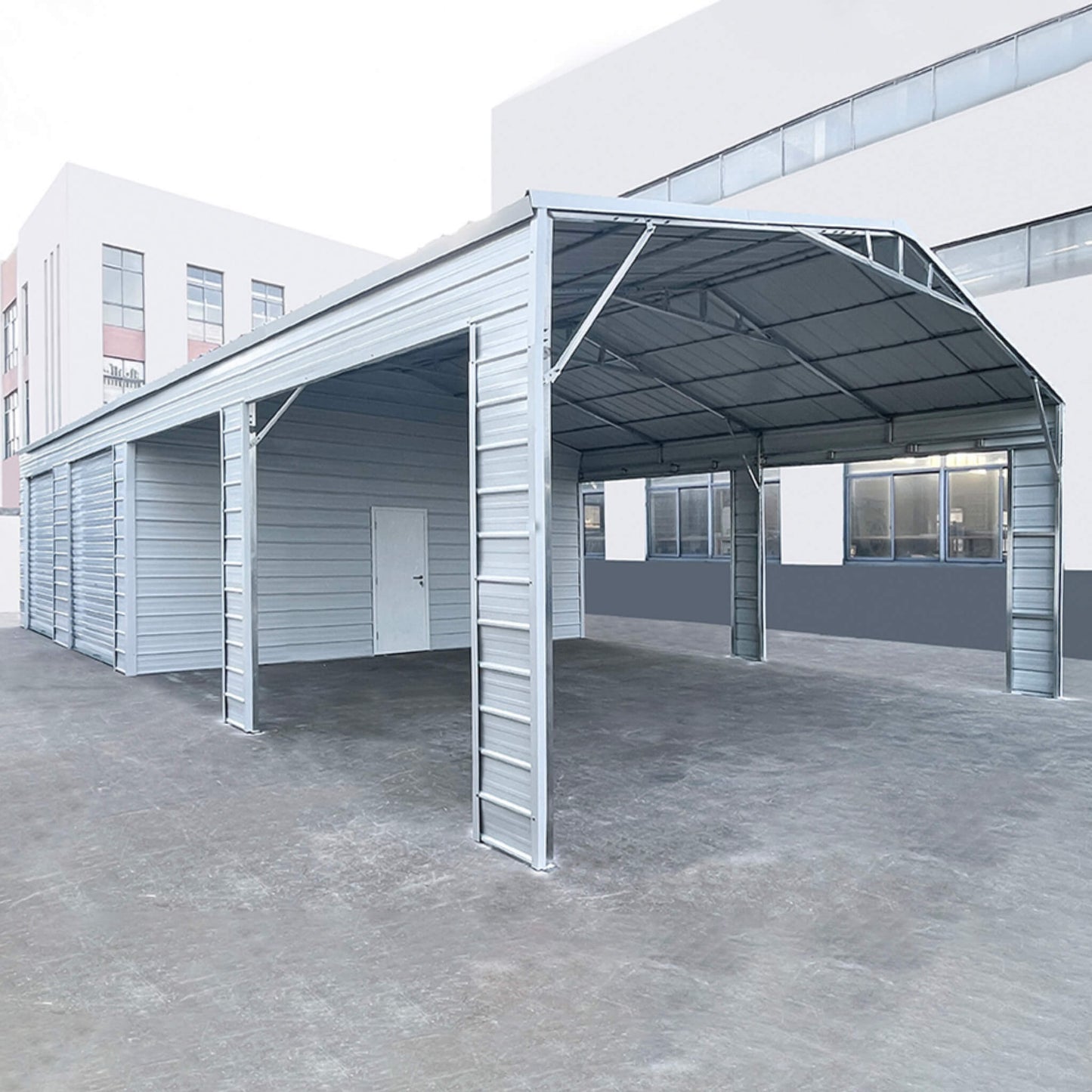 [23X46FT] Heavy-Duty Steel Garage Storage Shed With Reinforced Roof And 2 Doors (SAK29384)