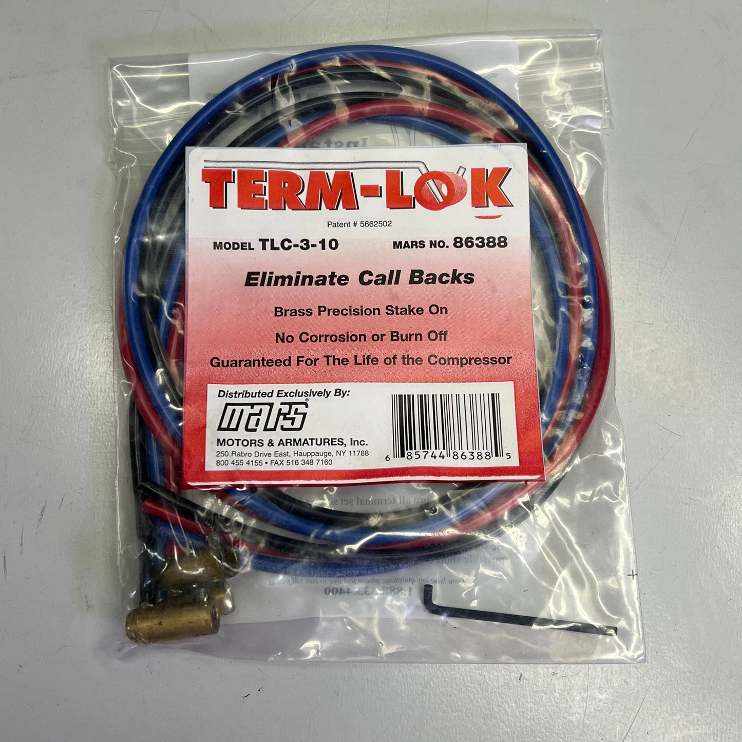 MARS Compressor Stake On Repair Kit Brass 10 Gauge 3 Wire Red/Blue/Black 86388