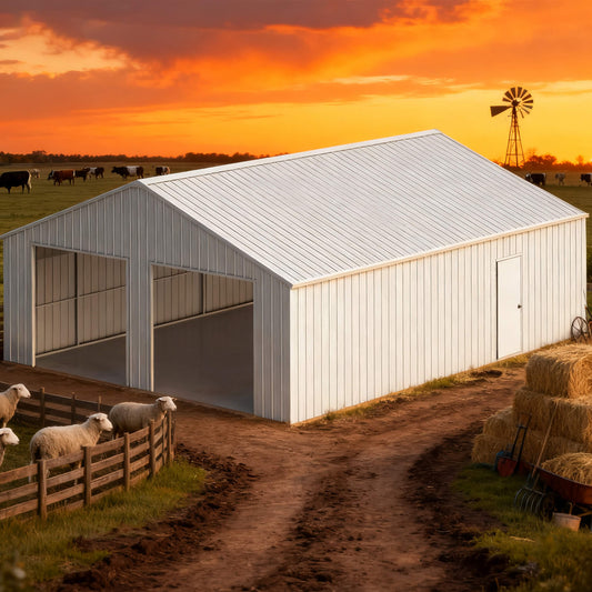 [25X33FT] Heavy-Duty Double Garage Galvanized Steel Barn Shed (SAK61234)