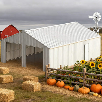 [25X33FT] Heavy-Duty Double Garage Galvanized Steel Barn Shed (SAK61234)