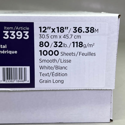 COUGAR (1000 Sheets) Digital Laser Paper Sz 12" x 18", White 3393