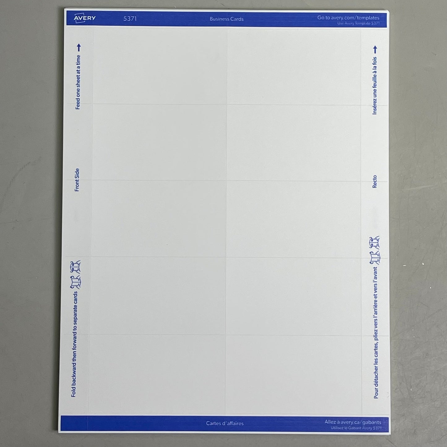 AVERY (5-PACK) 250 Business Cards Matte White Sure Feed Printable 2"x3-1/2" 5371