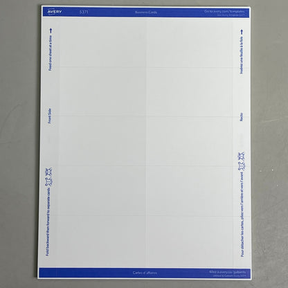 AVERY (5-PACK) 250 Business Cards Matte White Sure Feed Printable 2"x3-1/2" 5371