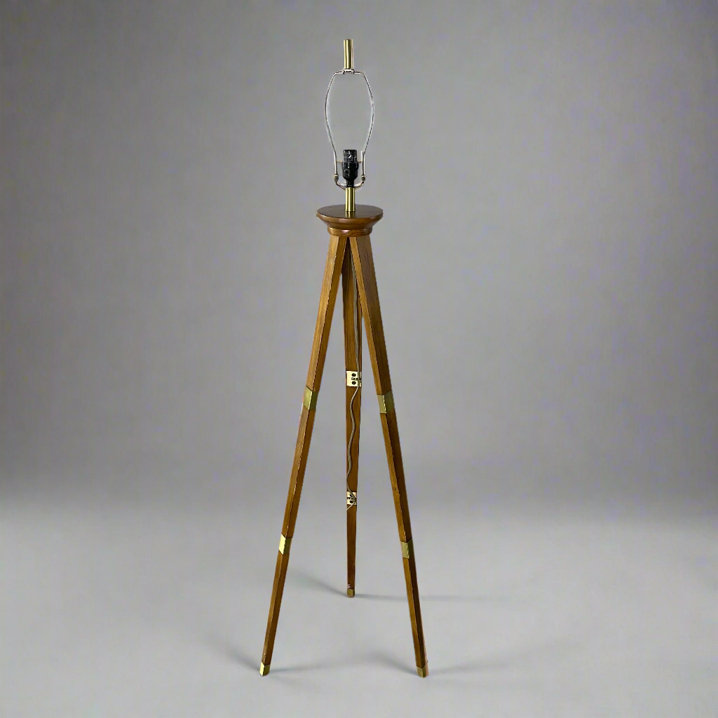 Vintage Wood Easel Lamp 61.5" x 13.5" x 13.5" Wood & Brass
