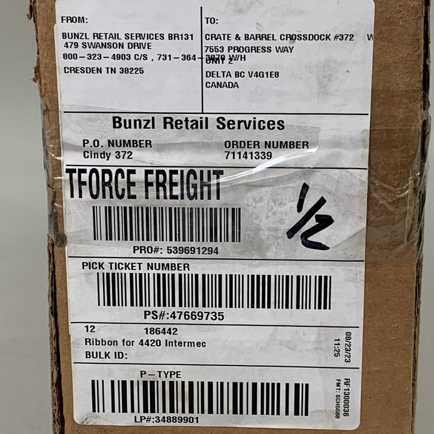 Printer Supplies (12 PK) Thermal Transfer Ribbon for 4420 Intermac 4.33"x1476' 186442