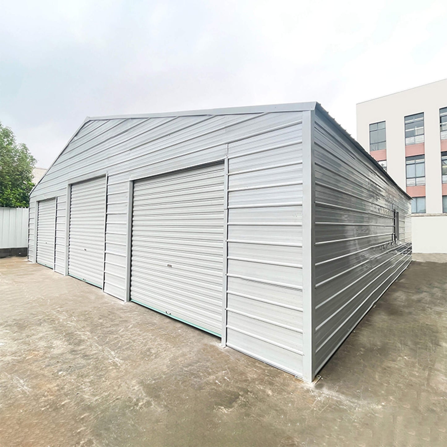 [39X39FT] Extra-Large Heavy-Duty Galvanized Steel Barn Building Shed With 3 Rolling Door Garages (SAK10234)