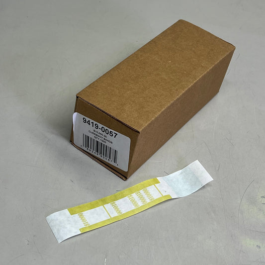 (1000 PACK) Self Adhesive Currency Straps Self Sealing $10,000.00 White/Yellow 9419-0057