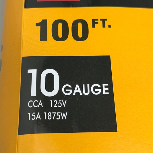 HOME ELECTRICAL ACCESSORIES  Heavy Duty Outdoor/Indoor Extension Cord 10 Gauge, 100' SJTW-3Yellow