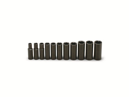 Wright Tool 6 Point Deep Impact Socket Set 11 Piece 1/2" Drive SAE 412