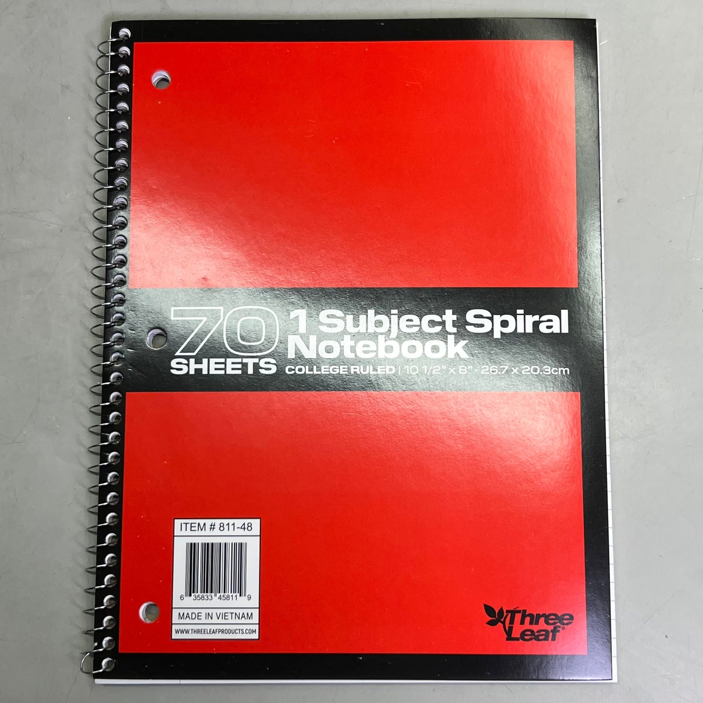 ZA@ THREE LEAF (6 PACK) 1 Subject Spiral Notebook College Ruled 70 Sheets 811-48