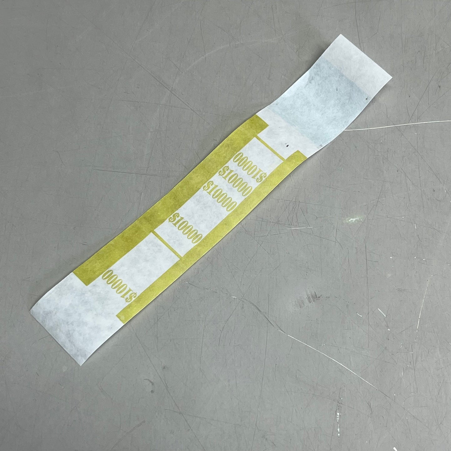 (1000 PACK) Self Adhesive Currency Straps Self Sealing $10,000.00 White/Yellow 9419-0057