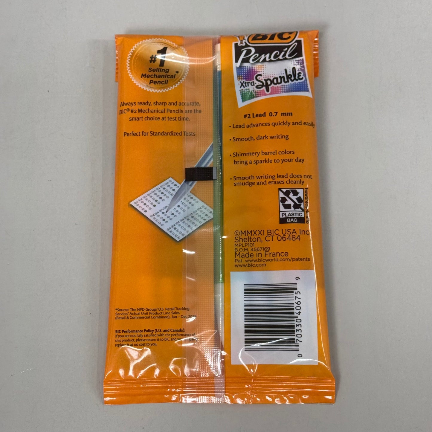 BIC (3 PACK 30 PENCILS TOTAL) Xtra-Sparkle Mechanical Pencil 0.7mm #2 Multicolor