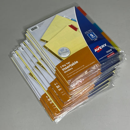 AVERY (12-PACK) Insertable Big Tab Dividers 3-Hole 5-Set Double-Sided Buff 11109