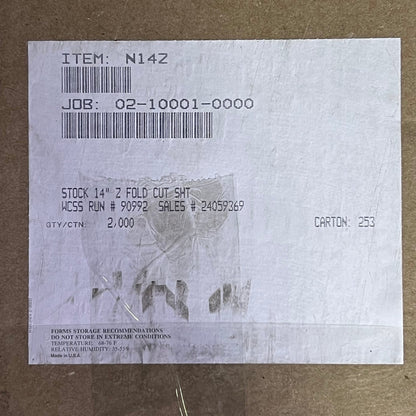 Check Paper (2000 Sheets) Sz 8.5" W x 14" L, White