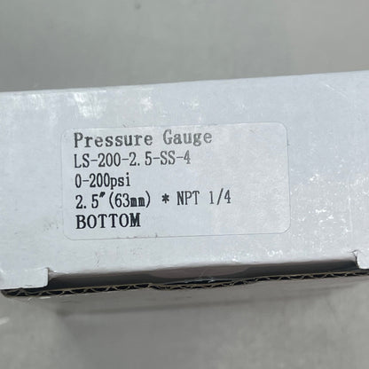 INDUSTRIAL CHOICE Stainless Steel Pressure Gauge 0-200 PSI 2.5" LS-200-2.5-SS-4