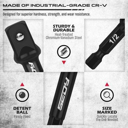 9-Piece Impact Socket Adapter Set, 1/4" 3/8" 1/2" Driver Socket Adapter, Power Drill Bit Extension, Magnetic Screwdriver Bit Holder, Socket Wrench Adapter