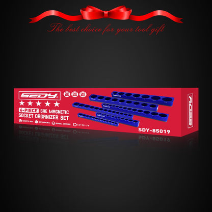 Magnetic Socket Holder Organizer Set: 6-Piece Detachable 1/2 3/8 1/4 Drive Sockets Storage Tray Magnetic Socket Organizer Tool Box Drawer Tool Box Organizers Storage Metric SAE (Sockets Not Included)