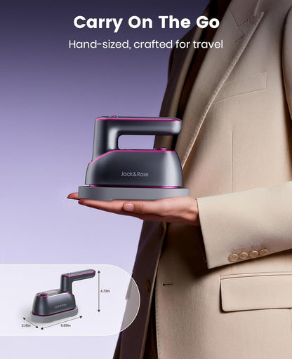 Jack ＆ Rose Travel Steamer Iron for Clothes,1200w Iron Steamer,Portable Handheld Travel Size Steamer iron,8S Fast Heat-Up，Large Ceramic Heat Panel,