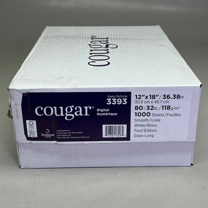 COUGAR (1000 Sheets) Digital Laser Paper Sz 12" x 18", White 3393