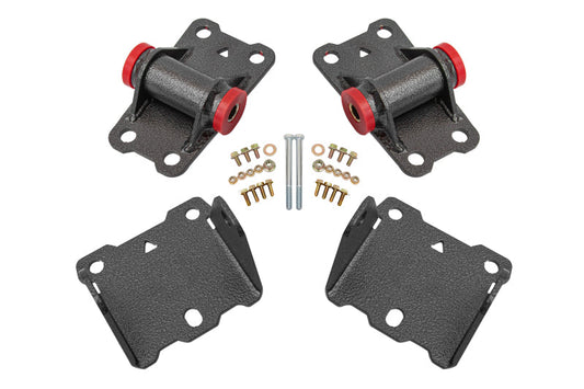BMR Suspension BMR 78-87 G-Body Motor Mount Kit Upper & Lower Poly - Black Hammertone MM460H
