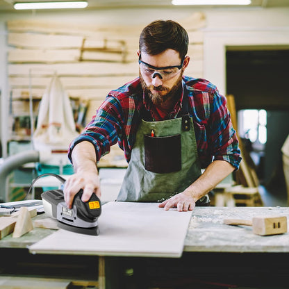 JELLAS Electric Detail Sander, 220W Compact Sander Machine for Wood, 13,000 RPM Sanders with Dust Collection, 16PCS Sandpapers, Finger Sanding Attachment and Sanding Pad Included, MS220T