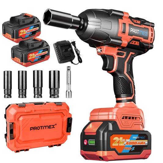 Cordless Impact Wrench, 900Ft-lbs (1200N.m) 1/2" Brushless Impact Gun, 21V High Torque Power Impact Driver, 2x4.0Ah Batteries Electric Impact Motor Variable Speeds for Family Car/Pickup Truck/Mower