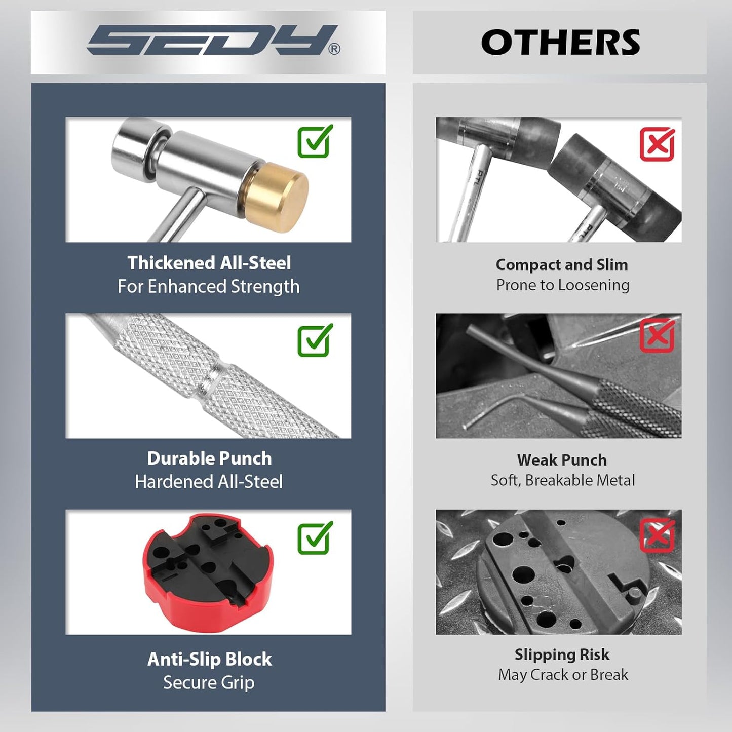 Premium Pin Punch Hammer Set: 25-Piece Punch Set and Hammer with Bench Block, Steel Roll Pin Punch Set, Pin Punches with Replaceable Face Hammer, Mechanical Repair Tool for Maintenance