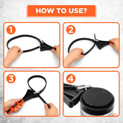 2-Piece Rubber Strap Adjustable Wrench Set Diameter 4" and 6", Oil Filter Pipe Jar Opener Strong Grip Plumbers Universal Spanner for Drain Sewer Cap Sink Pliers Nut Shower Head Valve Removal