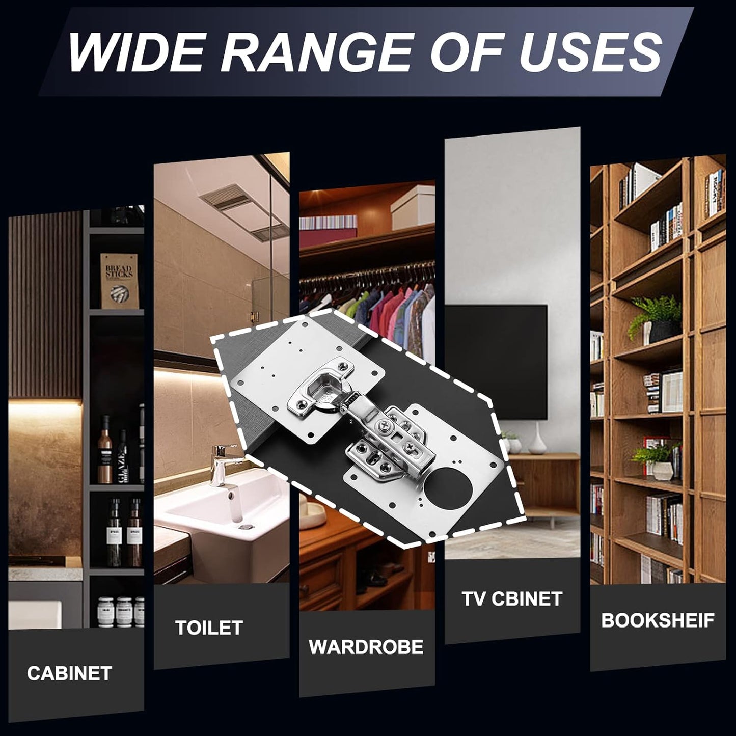7DAY'S - 6 PCS Cabinet Hinge Repair Plate, Hinges Repair Fixing Plates, Stainless Steel Cabinet Repair Board, Kitchen Cupboard Door Hinge Repair Brackets Kit, Cabinet Fixing Plate Bracket with Mounting Screw