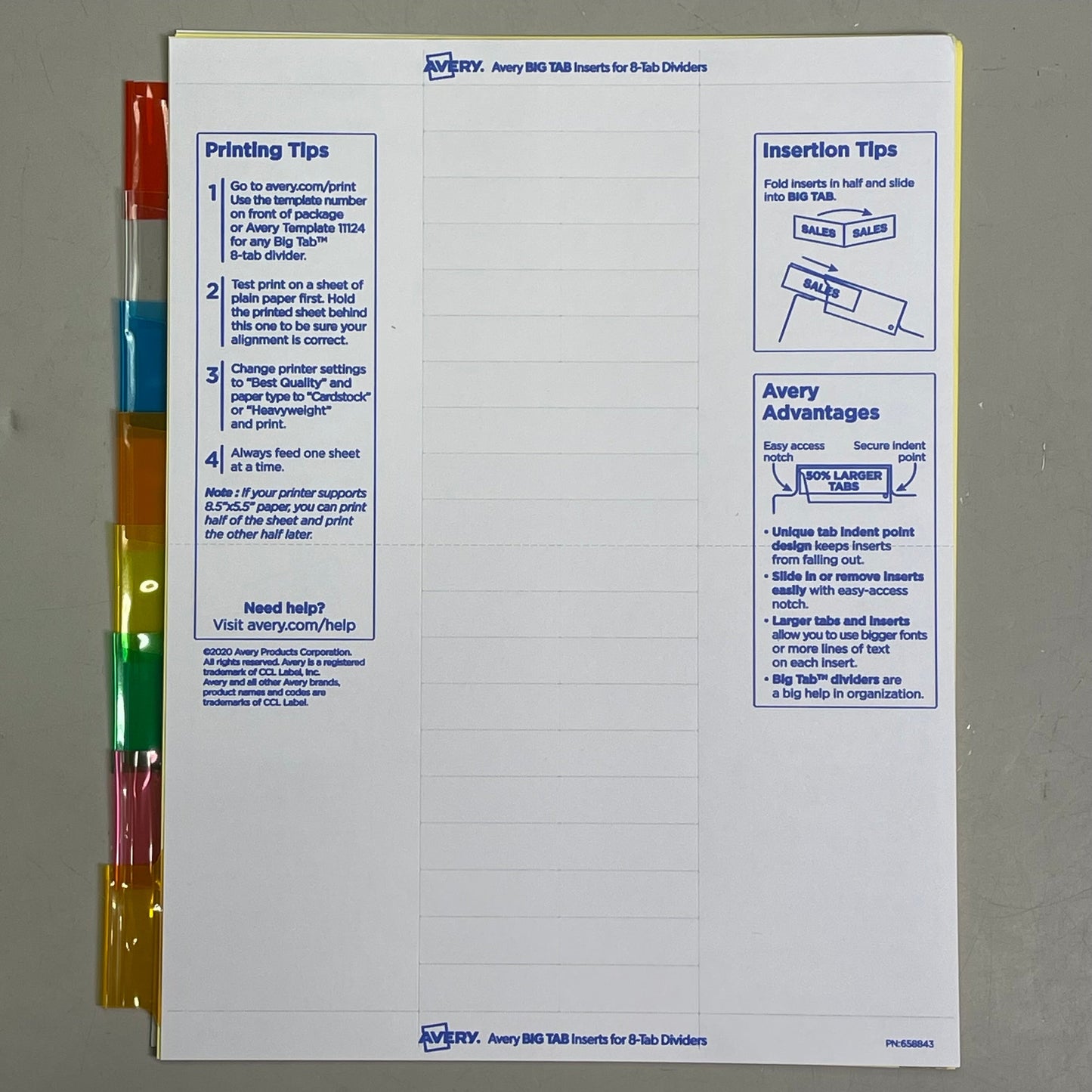 AVERY (12-PACK) Insertable Big Tab Dividers 3-Hole 8-Set Double-Sided Buff 11111