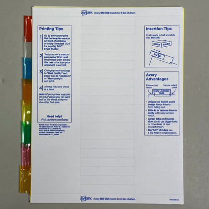 AVERY (12-PACK) Insertable Big Tab Dividers 3-Hole 8-Set Double-Sided Buff 11111