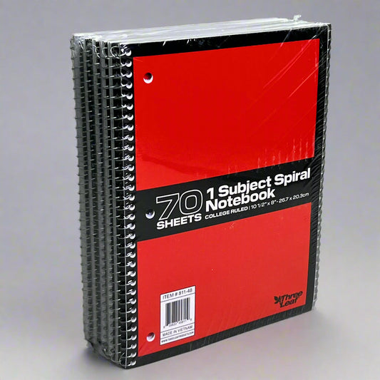 ZA@ THREE LEAF (6 PACK) 1 Subject Spiral Notebook College Ruled 70 Sheets 811-48