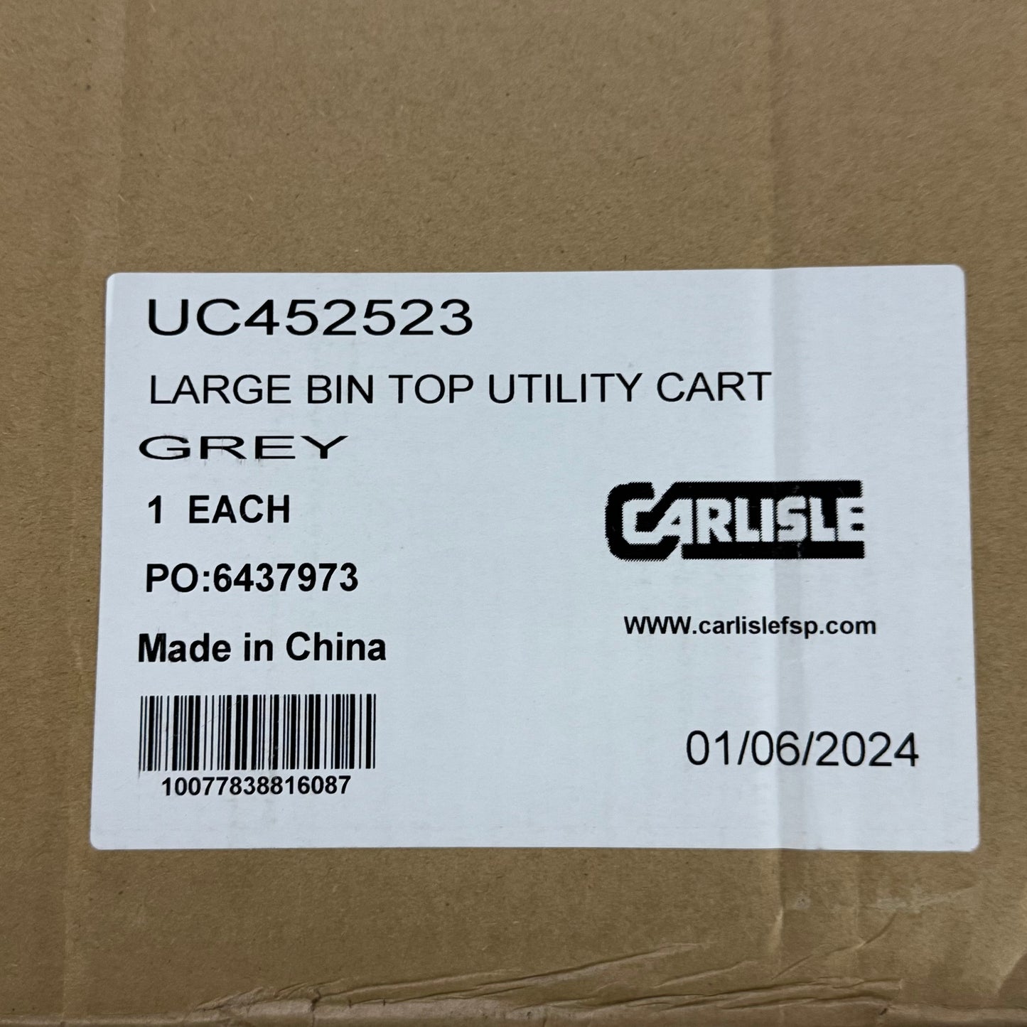 CARLISLE Large Bin Top Utility Cart UC452523 Sz 33” x 45” (Used, Damage item)