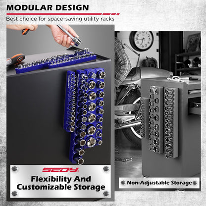 Magnetic Socket Holder Organizer Set: 6-Piece Detachable 1/2 3/8 1/4 Drive Sockets Storage Tray Magnetic Socket Organizer Tool Box Drawer Tool Box Organizers Storage Metric SAE (Sockets Not Included)