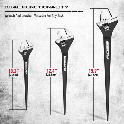 Adjustable Wrench Set Wrenches Sets: 4-Piece 6, 8, 10, 12 Inch Chrome Vanadium Steel Corrosion-Resistant Black Oxide Finish for Automotive Plumbing and Household Repairs