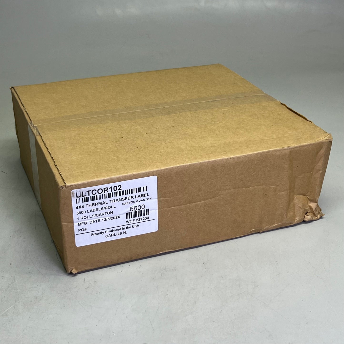 CARLOS H. 4x4 Thermal Transfer Label 5600 Labels/Roll, Black & White ULTCOR102