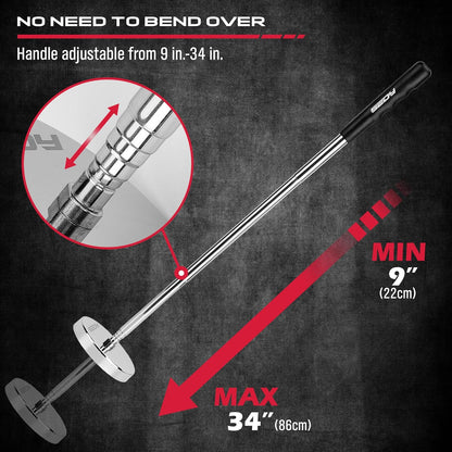 Telescoping Magnetic Sweeper Pickup Tool: Strong Magnet Pick up Nails Screws and Metal Parts Nut Bolts Steel Iron Parts Finder 35LB Pull Capacity Retractable 8.6" to 33" Telescopic Stick