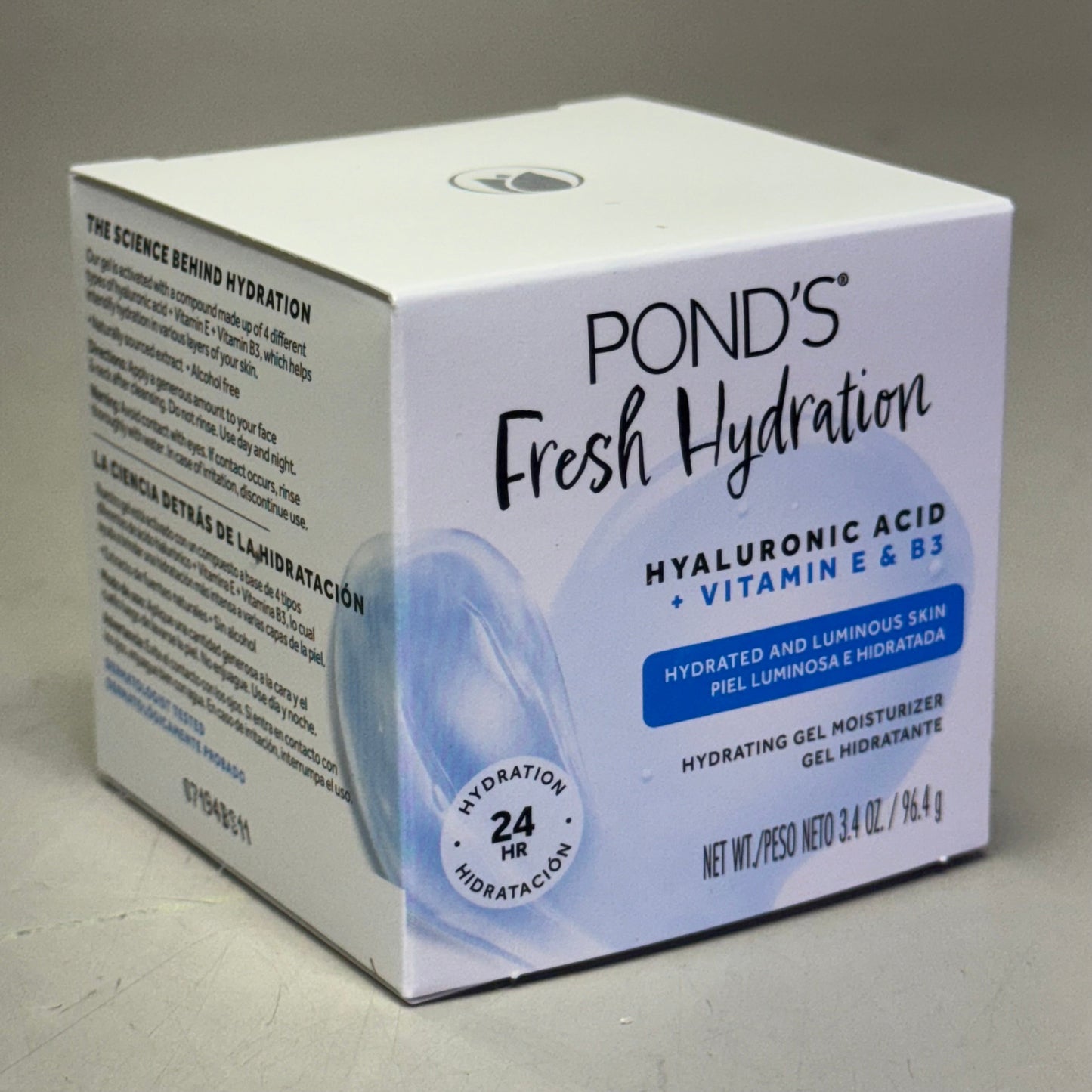 ZA@ POND'S (12 PACK) Hyaluronic Acid, Vitamin E & B3 Gel Face Moisturizer For All Skin Types 3.4 oz White I