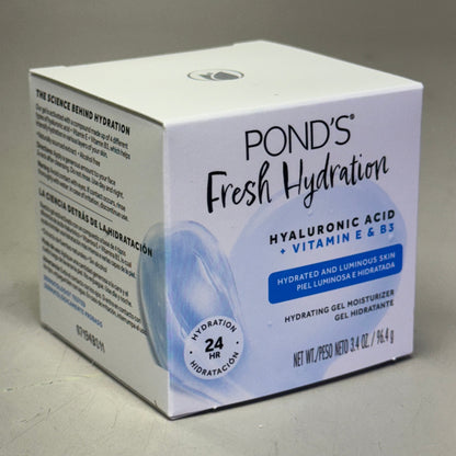 ZA@ POND'S (12 PACK) Hyaluronic Acid, Vitamin E & B3 Gel Face Moisturizer For All Skin Types 3.4 oz White I
